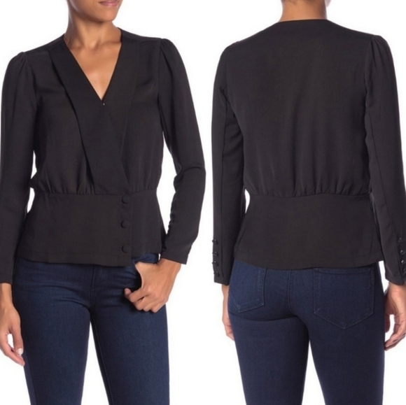 🎀Black Blouse with Side Button and Sleeve Details - Picture 15 of 15